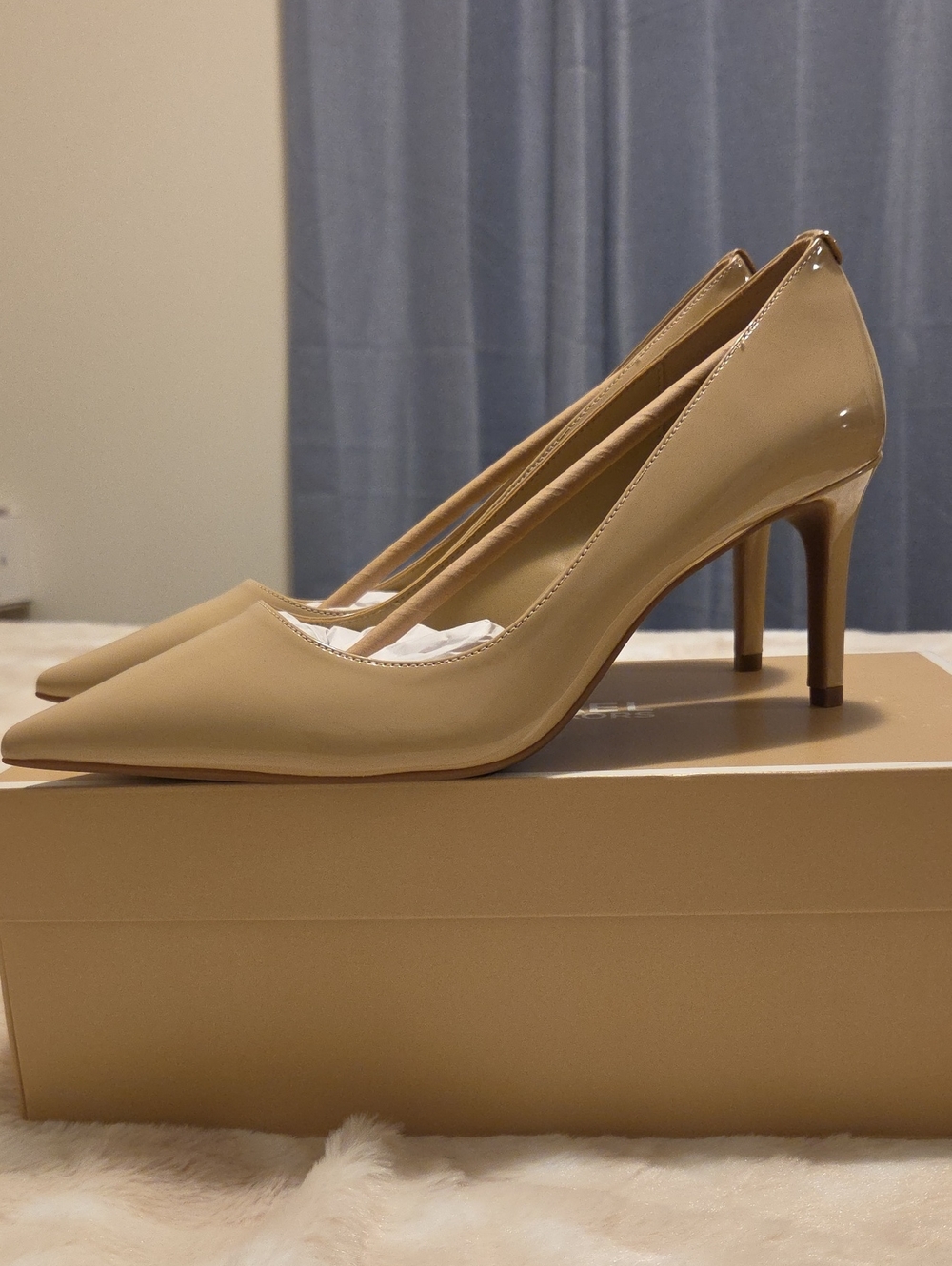 Michael Kors Neutral Patent Pointed-Toe Pumps - Beige